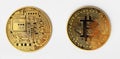 Coin gold bitcoin symbol a modern digital crypto currency on cyber world, to use online business and exchange for cash Royalty Free Stock Photo