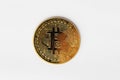 Coin gold bitcoin symbol a modern digital crypto currency on cyber world, to use online business and exchange for cash Royalty Free Stock Photo