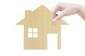 Coin Hand holding house icon in nature as symbol of mortgage,Dream house on nature background Royalty Free Stock Photo