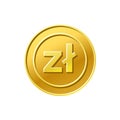Coin icon. Poland Zloty sign. Golden coin