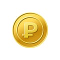 Coin icon. Russian ruble sign. Golden coin