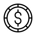 Coin vector thin   line    icon Royalty Free Stock Photo