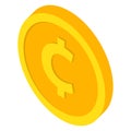 Coin icons. Cent and centavo coin . Currency symbols in isometric 3d style. Vector