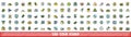 100 coin icons set, color line style Royalty Free Stock Photo