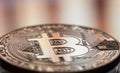 Coin litecoin and Bitcoin closeup on a beautiful background, con