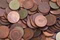 Batch of brown colored five and ten euro cent coins Royalty Free Stock Photo