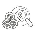 coin money magnifier gears Royalty Free Stock Photo