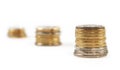 Coin money in stacks isolated Royalty Free Stock Photo