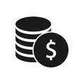 Coin money vector icon finance sign Dollar coin currency stack sign. Bank payment system. for graphic design, logo, web site, Royalty Free Stock Photo