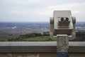 Old telescope with coins Royalty Free Stock Photo