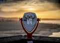 Coin-operated binoculars on blurred background. Newport Beach, California Royalty Free Stock Photo