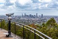 Coin-operated binoculars pointed at Brisbane.