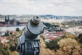 Coin operated binoculars on the viewing platform on Petrin Tower, Prague