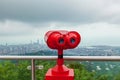 Binocular in the background of the city Royalty Free Stock Photo