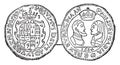 Coin of Phillip and Mary, vintage illustration