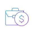 Coin with portfolio, money and stock portfolio, investing gradient lineal icon. Finance, payment, invest finance symbol