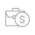 Coin with portfolio, money and stock portfolio, investing lineal icon. Finance, payment, invest finance symbol design.