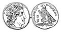 Coin of Ptolemy, vintage illustration