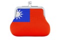 Coin purse with Taiwanese flag. Budget, investment or financial, banking concept in Taiwan. 3D rendering