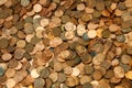 coin shortage, pennies scattered, one cent, Abe Lincoln Royalty Free Stock Photo