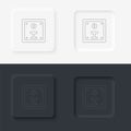 Coin slot retro arcade. Neumorphic style button line icon