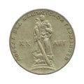 Coin Soviet Jubilee 1 ruble 20 years of victory over Nazi Germany isolated on a white background