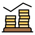 Coin stack graph icon color outline vector Royalty Free Stock Photo