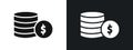 Coin stack icon linear graphics set vector in black Royalty Free Stock Photo