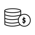 Coin stack icon linear vector graphics sign Royalty Free Stock Photo