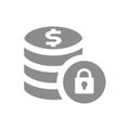 Coin stack and padlock vector icon Royalty Free Stock Photo