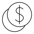 Coin stack thin line icon. Cent coins vector illustration isolated on white. Dollar outline style design, designed for