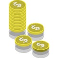 Coin stack vector money icon gold dollar pile