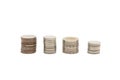 Coin stacks with any size on a white background Royalty Free Stock Photo