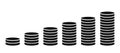 Coin stacks growing graph icon, business investment and saving money concept - vector