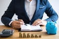 Coin stacks for step up growing business to profit and saving wi Royalty Free Stock Photo