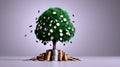 Coin tree, the tree grows on a pile. Saving money for the future. Royalty Free Stock Photo