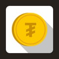 Coin Tugrik icon, flat style