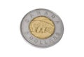 Coin of two Canadian dollars Royalty Free Stock Photo