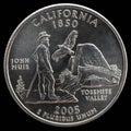 Coin 25 US cents. States and territories. California Royalty Free Stock Photo