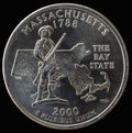 Coin 25 US cents. States and territories. Massachusetts