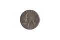 Coin USA 25 cents with the image of George Washington and bald eagles. A quarter of a dollar. Copper plated copper Royalty Free Stock Photo