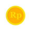 Coin vector icon. Yellow gold money symbol. Flat vector illustration. Rupiah coin icon. Currency rupiah symbol Royalty Free Stock Photo