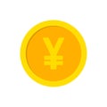 Coin vector icon. Yellow gold money symbol. Flat vector illustration. Yuan coin icon. Currency yuan symbol Royalty Free Stock Photo