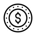 Coin vector thin line icon Royalty Free Stock Photo