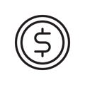 Coin vector thin line icon Royalty Free Stock Photo