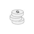 Coin thin line icon. Coin Hand Drawn thin line icon Royalty Free Stock Photo
