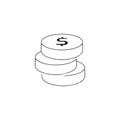 Coin thin line icon. Coin Hand Drawn thin line icon Royalty Free Stock Photo