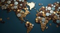 Coin World Map: Wealth Across Continents Ai generated