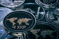 Coin XRP cryptocurrency on the background of the main altcoins