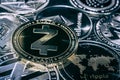 Coin Zcash cryptocurrency on the background of the main altcoins Royalty Free Stock Photo